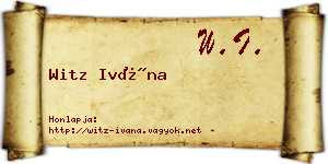 Witz Ivána névjegykártya